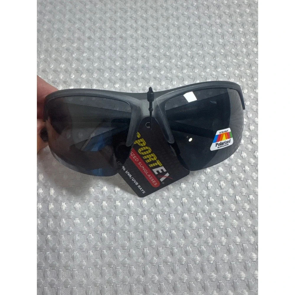 Sportex Sunglasses Men OS SP13 Black Polarized Wrap Sport NWT